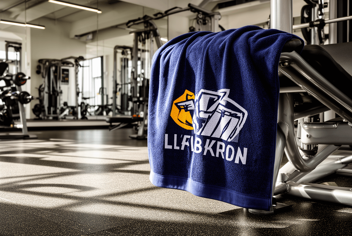 serviette de sport personnalisée sur appareil de gym